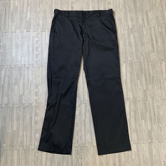 Nike Golf Pants Men 36 Charcoal Black Dri Fit Flat Front Classic Tech Chino - Picture 2 of 11